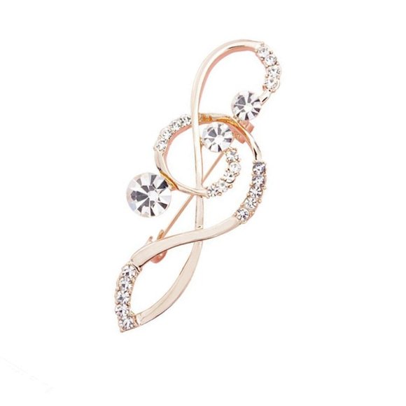 Brooch Music Symbol Rhinestone Sparkle Gemstone Clothing Accessorie Girl Pins - Picture 4 of 4